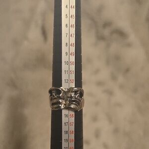 Double Skull Silver Ring - Gothic Statement